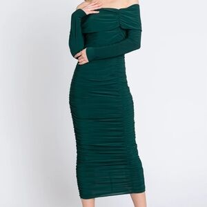 Chic Off-Shoulder Green Dress